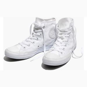 White Monochrome Converse High Tops
